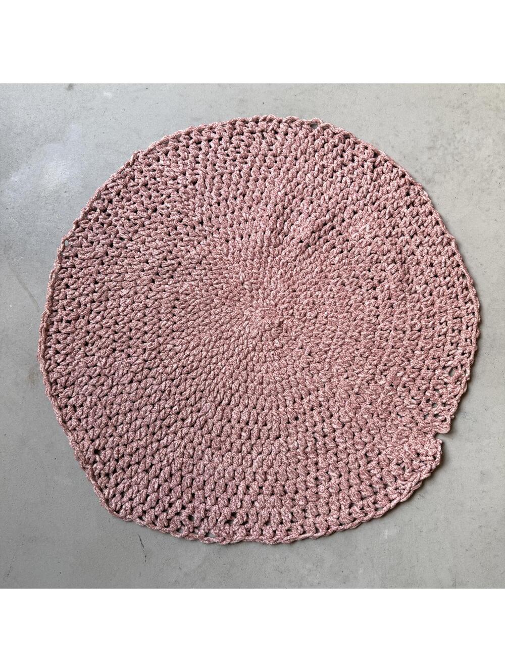 Handmade Pink Crochet Round Rug